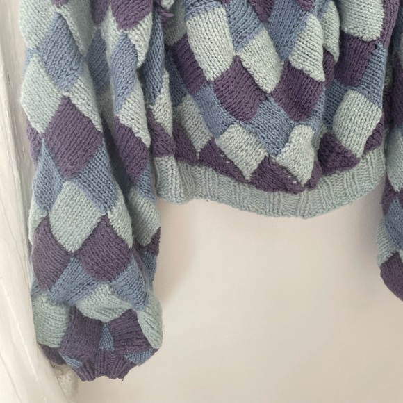 Vintage Argyle Off the Shoulder Sweater - Picture 4 of 4